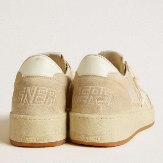 Golden Goose Ball Star Sneakers 2 In Beige Suede With White Leather Star And Heel Tab GWF00804.F006967.15724