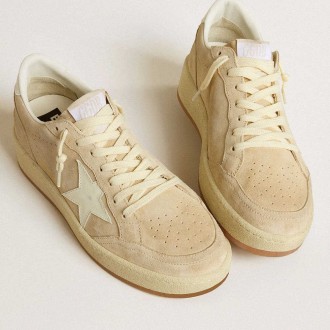 Golden Goose Ball Star Sneakers 2 In Beige Suede With White Leather Star And Heel Tab GWF00804.F006967.15724