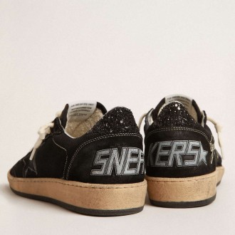 Golden Goose Ball Star Sneakers In Black Mesh With Black Suede Star GWF00117.F004040.90100