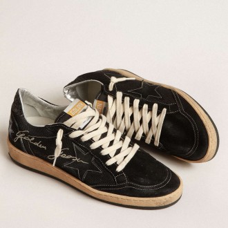 Golden Goose Ball Star Sneakers In Black Mesh With Black Suede Star GWF00117.F004040.90100