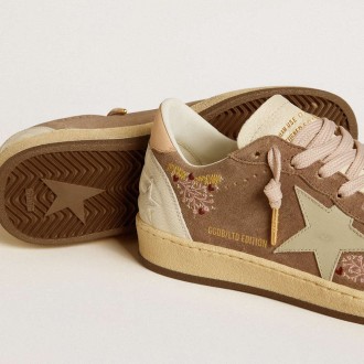 Golden Goose Ball Star Sneakers In Brown Suede With Leather Star And Heel Tab GWF00117.F006524.82817