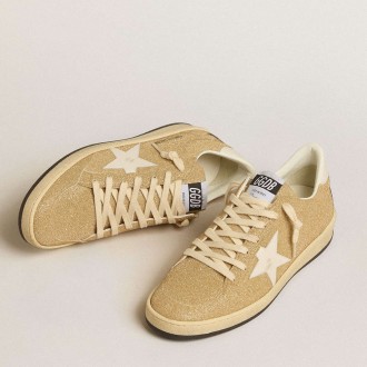 Golden Goose Ball Star Sneakers In Golden Swarovski Crystals With Milk-white Leather Star GWF00117.F005136.65194