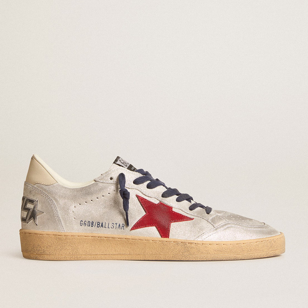 Golden Goose Ball Star Sneakers In Metallic Suede With Suede Star And Leather Heel Tab GMF00117.F005980.70306