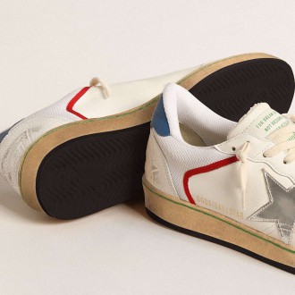 Golden Goose Ball Star Sneakers In Nappa And Mesh With Silver Metallic Leather Star GMF00327.F004619.11518