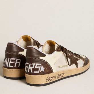 Golden Goose Ball Star Sneakers In Nappa And Mesh With Suede Star And Brown Leather Inserts GMF00327.F006560.15684