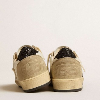 Golden Goose Ball Star Sneakers In Nappa And Suede With Black Glitter Star And Heel Tab GWF00117.F005147.10874