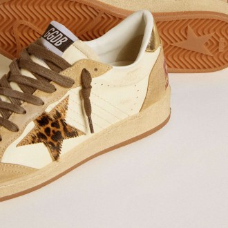 Golden Goose Ball Star Sneakers In Nappa And Suede With Pony Skin Star And Metallic Heel Tab GWF00117.F006666.11425