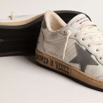 Golden Goose Ball Star Sneakers In Nappa With Gray Reflective Nylon Star And Heel Tab GMF00117.F004000.10973