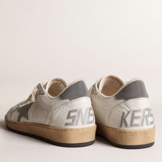 Golden Goose Ball Star Sneakers In Nappa With Gray Reflective Nylon Star And Heel Tab GMF00117.F004000.10973