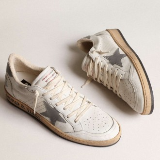 Golden Goose Ball Star Sneakers In Nappa With Gray Reflective Nylon Star And Heel Tab GMF00117.F004000.10973