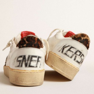 Golden Goose Ball Star Sneakers In Nappa With Leopard-print Pony Skin Star And Heel Tab GWF00351.F004003.15407