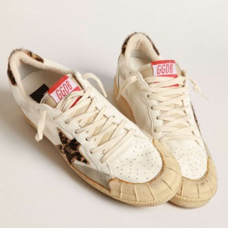 Golden Goose Ball Star Sneakers In Nappa With Leopard-print Pony Skin Star And Heel Tab GWF00351.F004003.15407