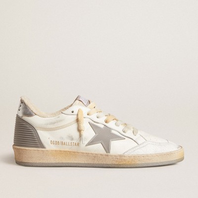 Golden Goose Ball Star Sneakers In Nappa With Rubber Star And Silver Leather Heel Tab GMF00117.F005833.11854