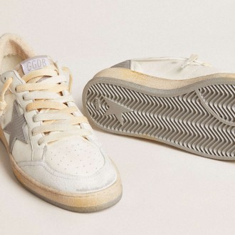 Golden Goose Ball Star Sneakers In Nappa With Rubber Star And Silver Leather Heel Tab GMF00117.F005833.11854