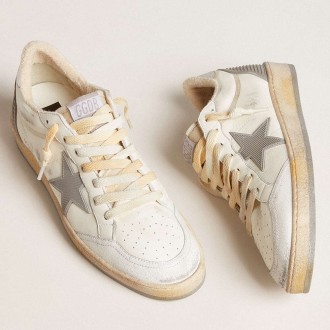 Golden Goose Ball Star Sneakers In Nappa With Rubber Star And Silver Leather Heel Tab GMF00117.F005833.11854