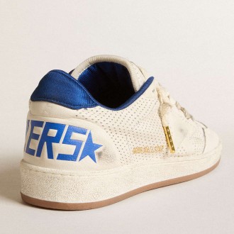 Golden Goose Ball Star Sneakers In Perforated Nappa With White Star And Blue Nylon Heel Tab GMF00717.F006013.10327