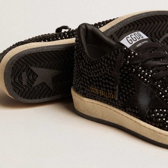 Golden Goose Ball Star Sneakers In Suede With Black Swarovski Crystals And Black Suede Star GWF00117.F006316.90100