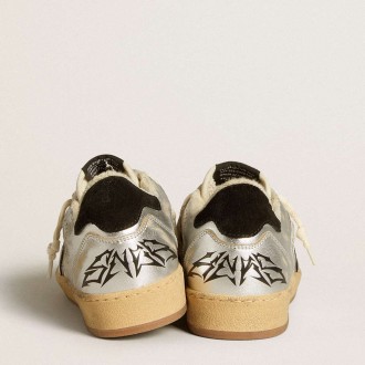 Golden Goose Ball Star Sneakers LAB In Silver Leather With Black Suede Star And Heel Tab GWF00556.F005687.60246