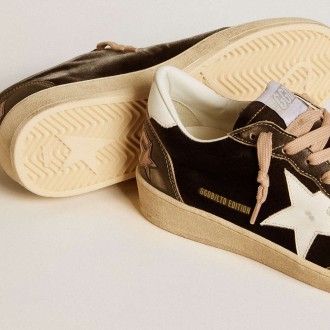 Golden Goose Ball Star Sneakers LTD In Black Velvet With White Leather Star And Heel Tab GWF00117.F006711.60419