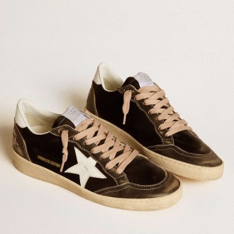 Golden Goose Ball Star Sneakers LTD In Black Velvet With White Leather Star And Heel Tab GWF00117.F006711.60419