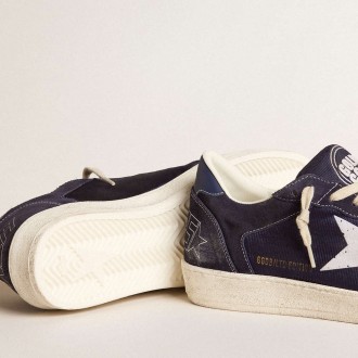 Golden Goose Ball Star Sneakers LTD In Blue Suede And Nylon With White Star And Blue Heel Tab GMF00762.F006011.50669