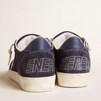 Golden Goose Ball Star Sneakers LTD In Blue Suede And Nylon With White Star And Blue Heel Tab GMF00762.F006011.50669