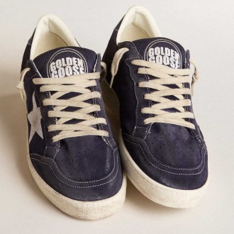 Golden Goose Ball Star Sneakers LTD In Blue Suede And Nylon With White Star And Blue Heel Tab GMF00762.F006011.50669