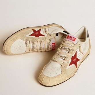 Golden Goose Ball Star Sneakers LTD In Nappa Leather With Red Leather Star And Leather Heel Tab GMF00351.F006565.12121