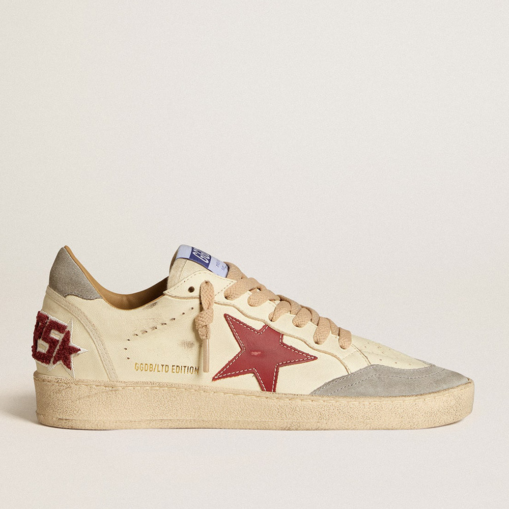 Golden Goose Ball Star Sneakers LTD In Nappa With Leather Star And Silver Suede Heel Tab GWF00117.F006531.10423