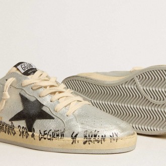 Golden Goose Ball Star Sneakers LTD In Silver Leather With Gray Suede Star And Heel Tab GMF00117.F005210.70184