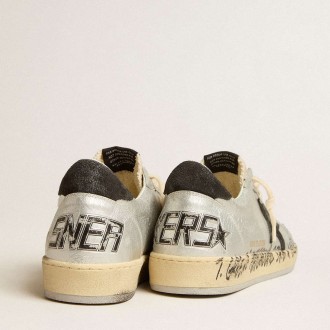 Golden Goose Ball Star Sneakers LTD In Silver Leather With Gray Suede Star And Heel Tab GMF00117.F005210.70184