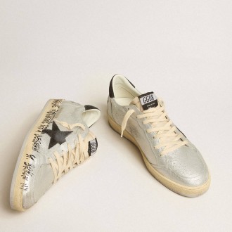 Golden Goose Ball Star Sneakers LTD In Silver Leather With Gray Suede Star And Heel Tab GMF00117.F005210.70184