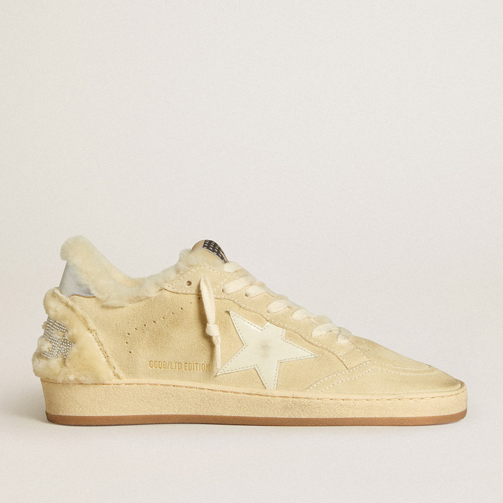 Golden Goose Ball Star Sneakers LTD In Suede And Shearling With White Patent Leather Star GWF00117.F006683.15687