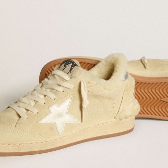 Golden Goose Ball Star Sneakers LTD In Suede And Shearling With White Patent Leather Star GWF00117.F006683.15687