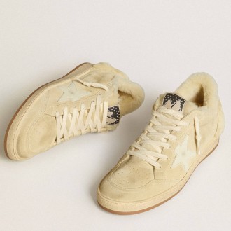 Golden Goose Ball Star Sneakers LTD In Suede And Shearling With White Patent Leather Star GWF00117.F006683.15687