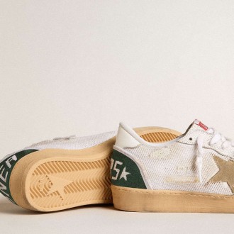 Golden Goose Ball Star Sneakers LTD In White Crackle Leather And Mesh With Suede Star GMF00327.F006026.10502