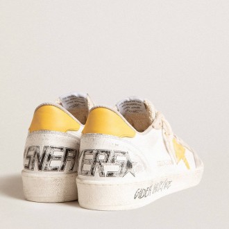 Golden Goose Ball Star Sneakers LTD In White Mesh With Yellow Leather Star And Heel Tab GMF00117.F006010.82682