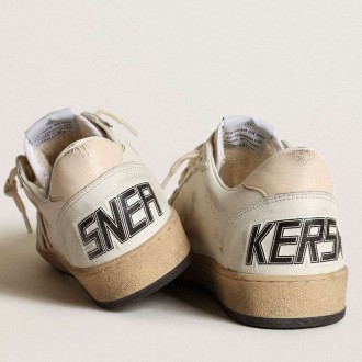 Golden Goose Ball Star Sneakers LTD In White Nappa With A Salmon-pink Nappa Star GWF00117.F003428.10816