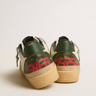 Golden Goose Ball Star Sneakers LTD With Platinum Leather Star And Green Leather Heel Tab GMF00117.F005261.11659