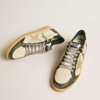 Golden Goose Ball Star Sneakers LTD With Platinum Leather Star And Green Leather Heel Tab GMF00117.F005261.11659