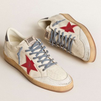 Golden Goose Ball Star Sneakers LTD With Red Star And Lizard-print Leather Heel Tab GMF00117.F006016.82686