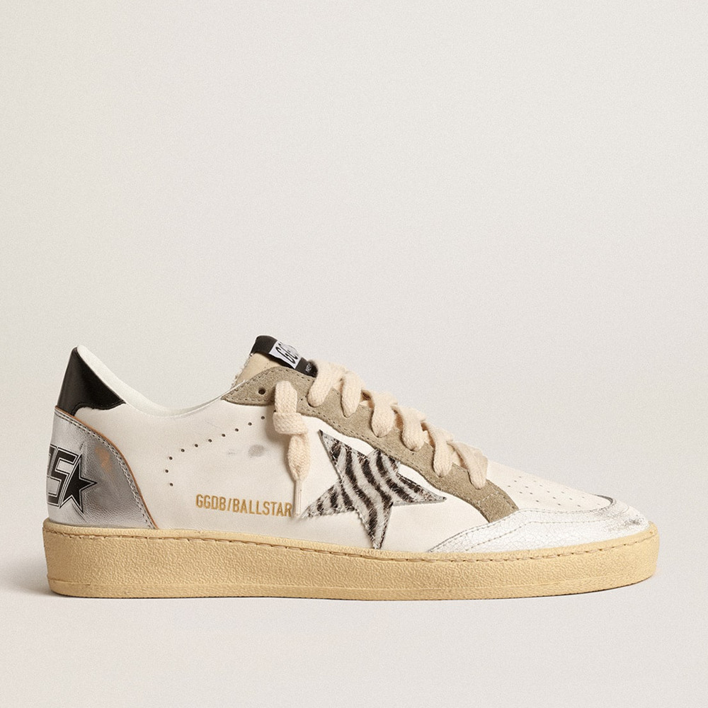 Golden Goose Ball Star Sneakers LTD With Zebra-print Star And Metallic Leather Insert GWF00117.F004541.82286