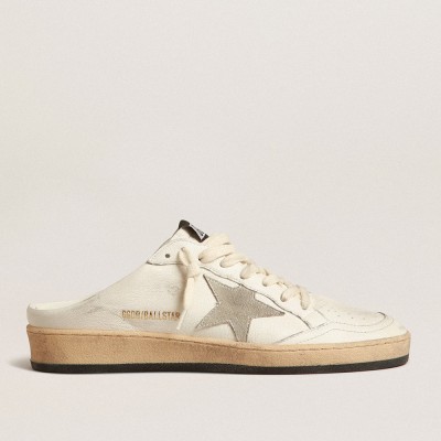 Golden Goose Ball Star Sneakers Sabots In Nappa Leather With Ice-gray Suede Star GWF00436.F004063.10276