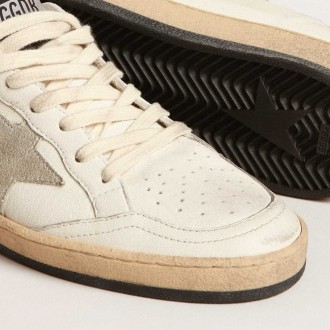 Golden Goose Ball Star Sneakers Sabots In Nappa Leather With Ice-gray Suede Star GWF00436.F004063.10276