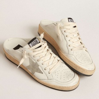 Golden Goose Ball Star Sneakers Sabots In Nappa Leather With Ice-gray Suede Star GWF00436.F004063.10276