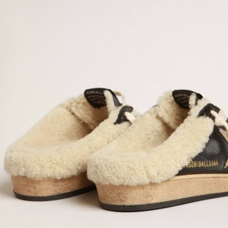 Golden Goose Ball Star Sneakers Sabots In Nappa With Platinum Star And Shearling Lining GWF00436.F004042.90370