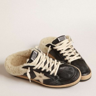 Golden Goose Ball Star Sneakers Sabots In Nappa With Platinum Star And Shearling Lining GWF00436.F004042.90370