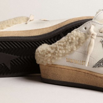 Golden Goose Ball Star Sneakers Sabots With Glitter Star And Shearling Lining GWF00436.F003988.10224