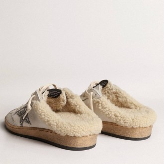 Golden Goose Ball Star Sneakers Sabots With Glitter Star And Shearling Lining GWF00436.F003988.10224