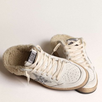 Golden Goose Ball Star Sneakers Sabots With Glitter Star And Shearling Lining GWF00436.F003988.10224